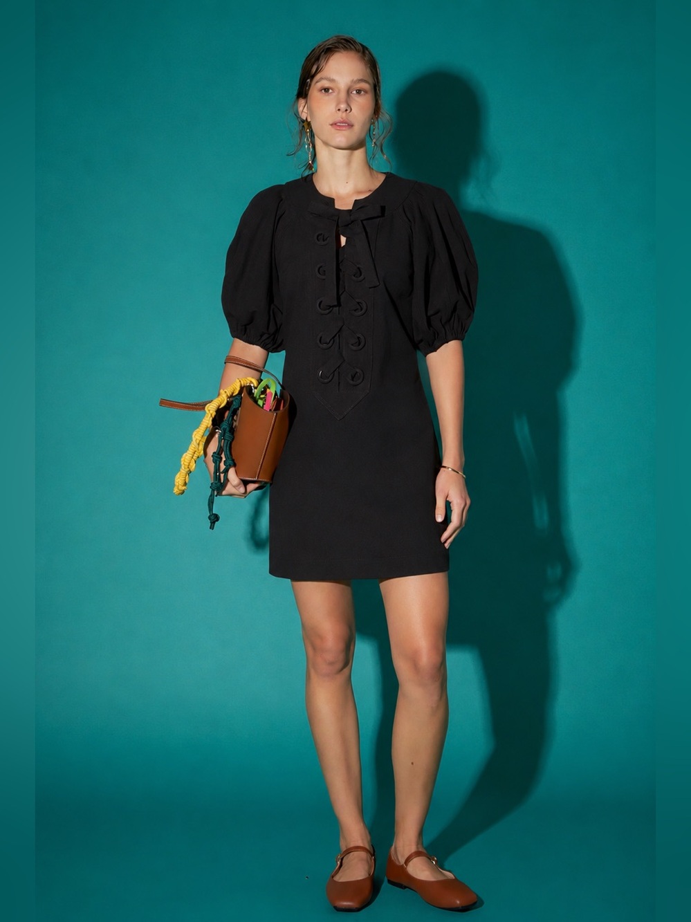 🇺🇸FIRM PRICE🇺🇸English Factory LACED UP PUFFED SLEEVE MINI DRESS